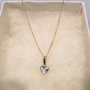18K Gold chain/ Aquamarine pendant top necklace